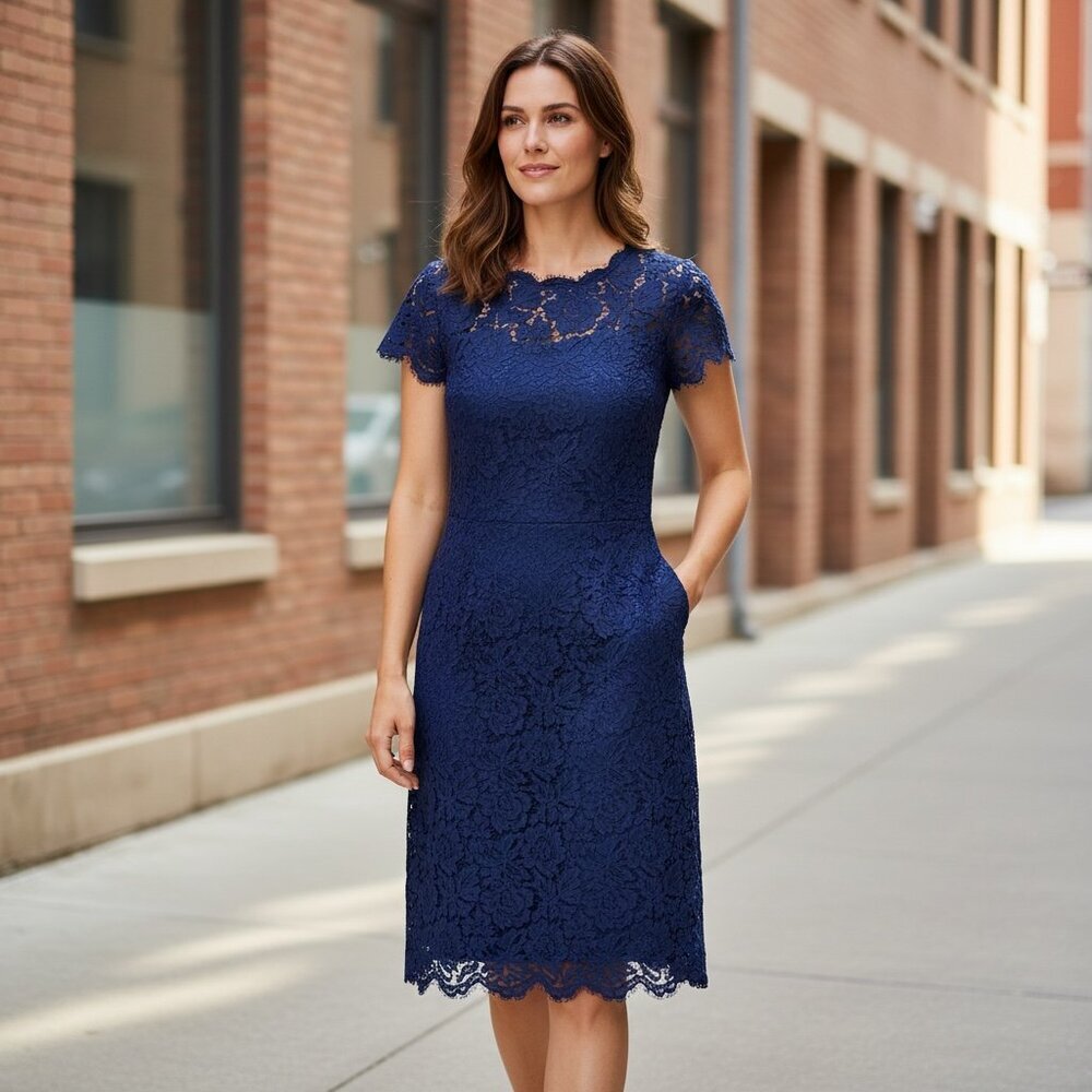 Miusol Lace Evening Cocktail Dress Plus Sz 5XL Blue #271B